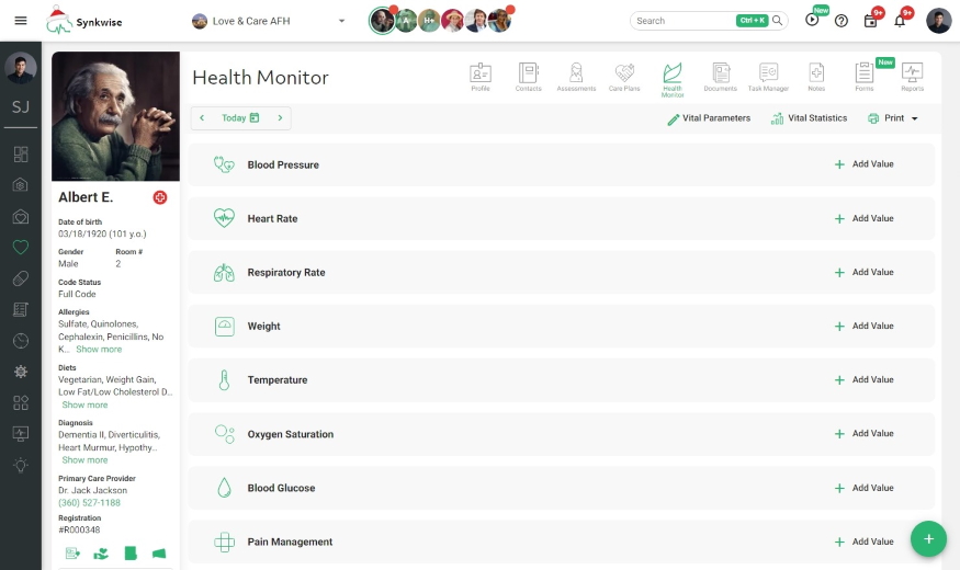 Resident Feature Health Monitor