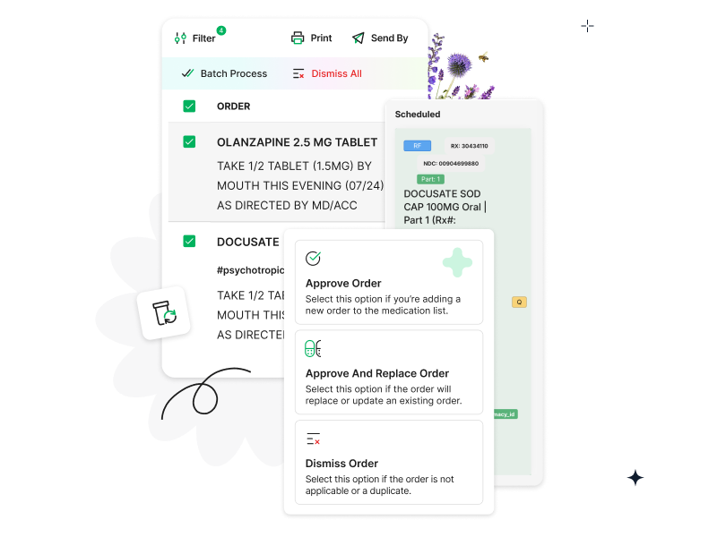 Pharmacy orders and medication management interface