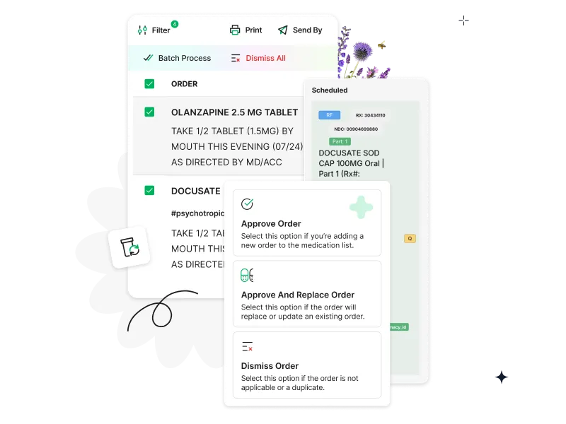 Pharmacy orders and medication management interface