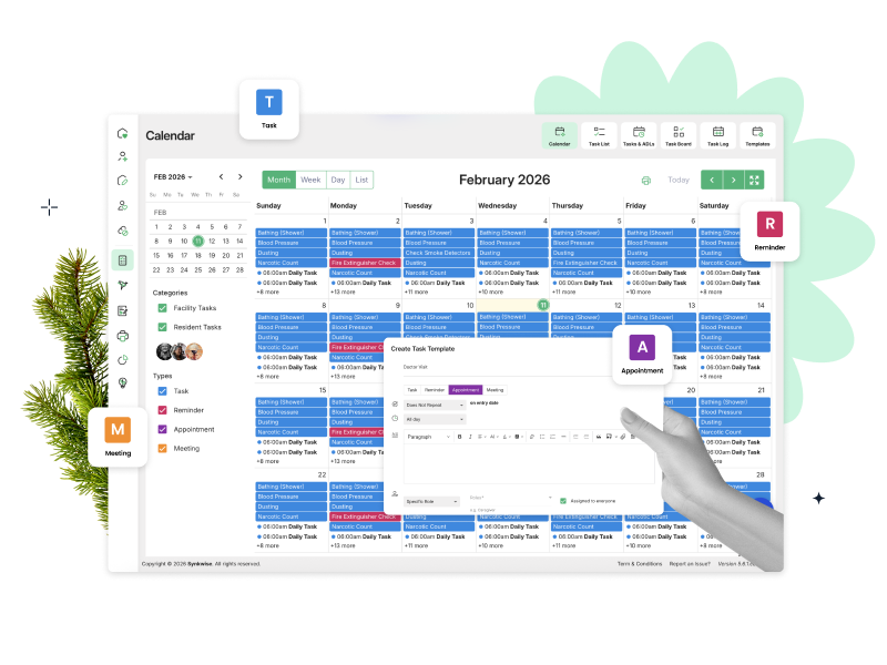 Synkwise Tasks & ADLs dashboard